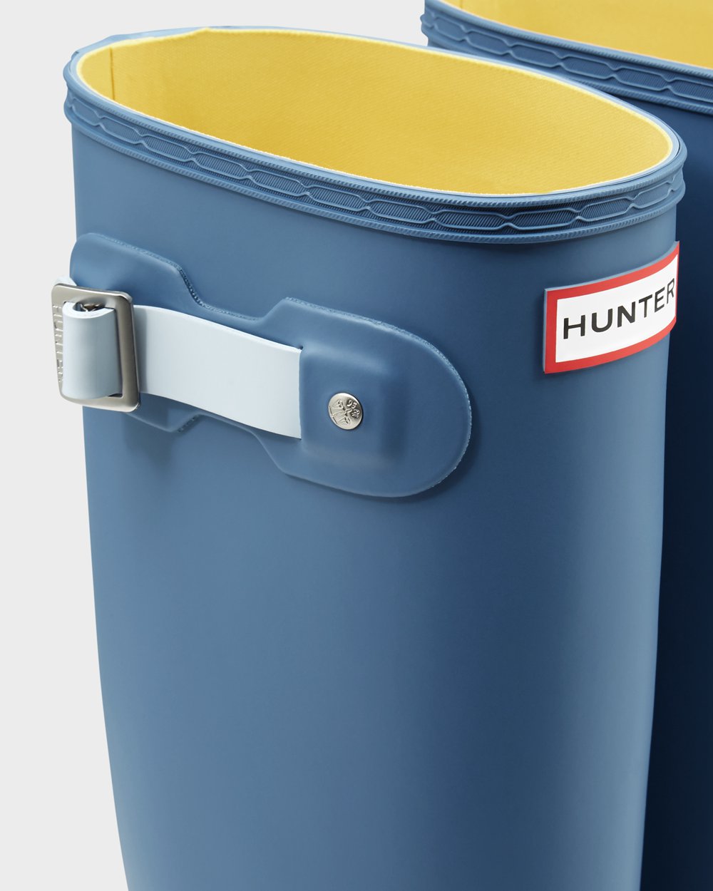 Wysokie Gumowce Damskie - Hunter Original Flat Heel Calendar Sole - Niebieskie/Szare - AFMN-32670